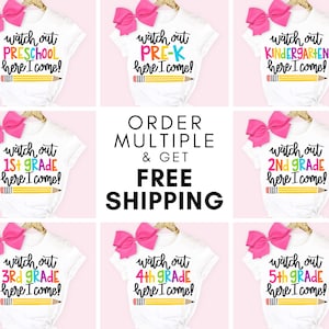 First Day of Kindergarten Shirt, Back to School Shirt, 1st Day of School Preschool Graduation Shirt Girl, First Grade image 2