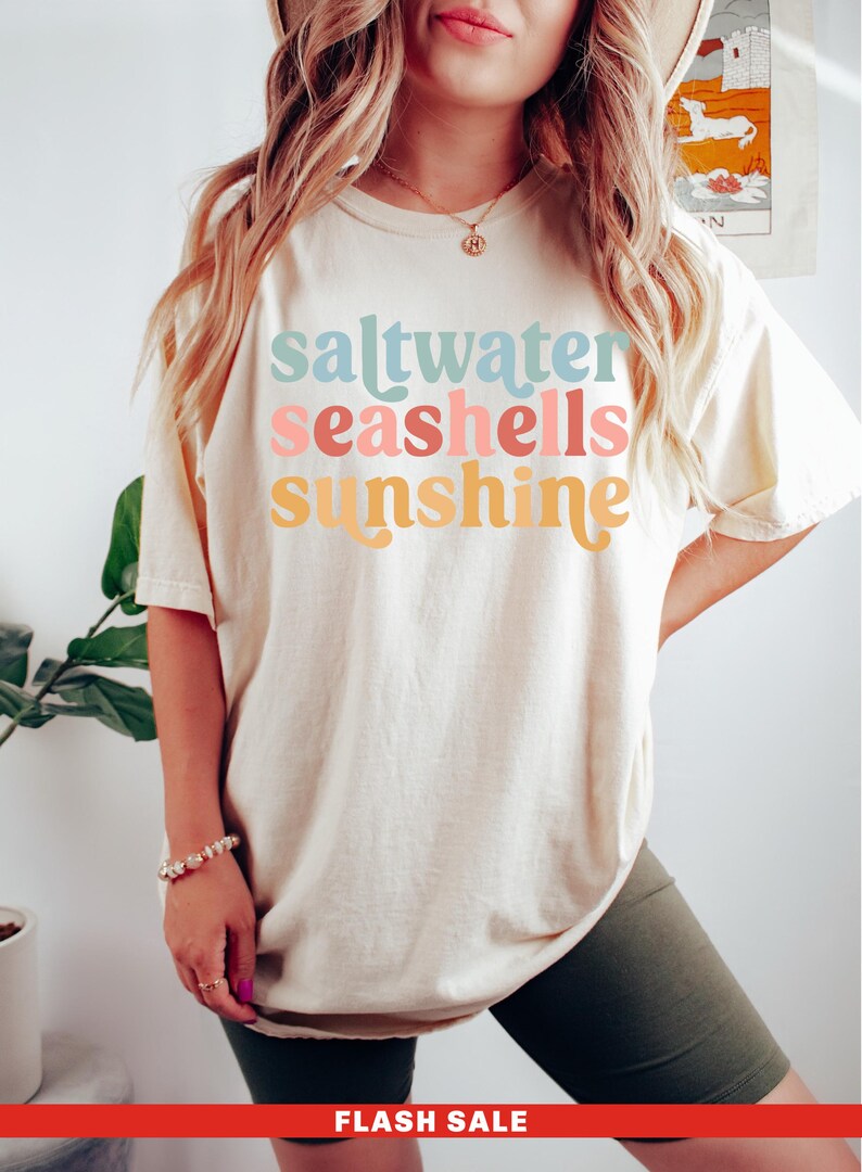 Saltwater Seashells Sunshine Shirt, Summer Shirt, Beach Shirt, Salty Seashells T Shirt Sunshine TShirt Summer Trip Shirt Vacation Vacay