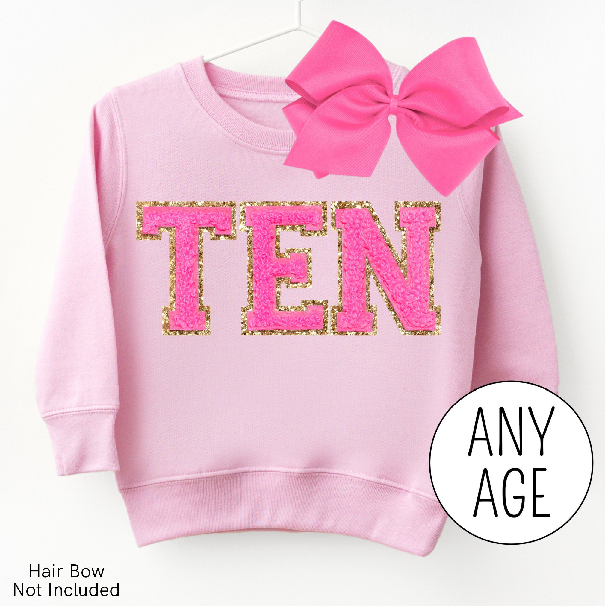 Ten Birthday Shirt Girl, 10th Birthday Sweatshirt, Pink 10 Year Old Gift, Double Digits Era, Birthday Outfit Girl, Custom Teen Tee