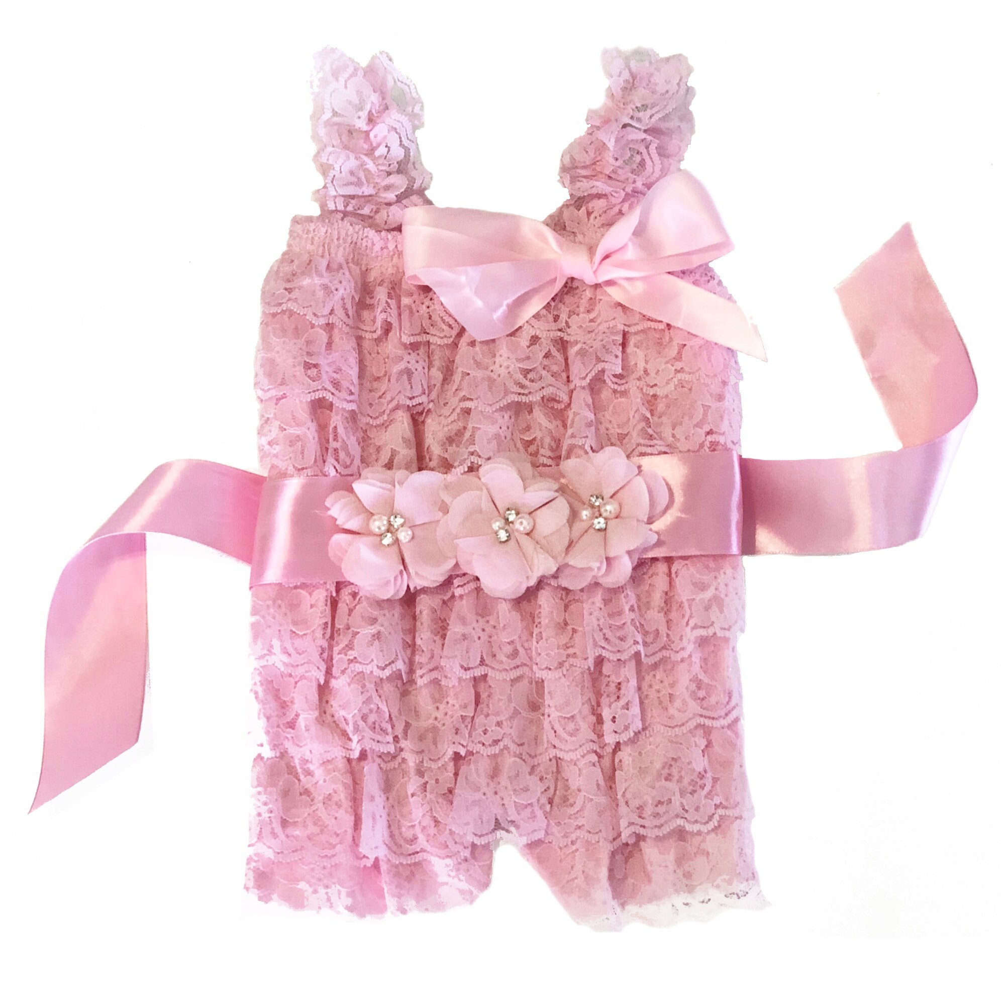 Pink Lace Romper Lace Baby Romper Baby Girl Coming Home Etsy