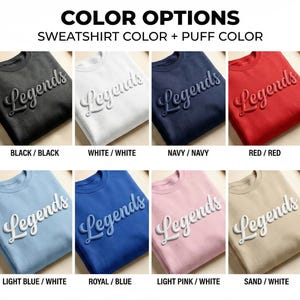 Custom Name Puff Vinyl Script Crewneck Sweatshirt Unisex Personalized Pullover Team Name Group Order baseball mom image 4