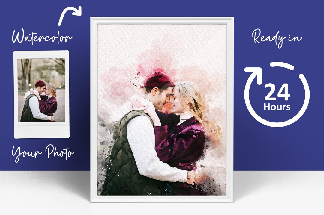 Custom Couple Portrait, Valentines Day Gift for Boyfriend Girlfriend ...