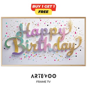3D Extruded Text Frame TV Art, Bold Depth Birthday Decor, Modern Samsung Wallpaper, Dimensional Party Sign