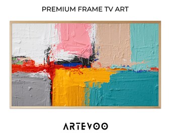 Abstract Impasto Colorful Painting, Modern Expressionist Samsung Frame TV Art, Vibrant Textured Energy Decor