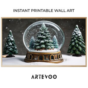 Christmas Tree Traditional Snowy Pine Forest, Antique Vintage Rustic Neutral Frosted Decorated, Christmas Printable Wall Art Decor Sign Post