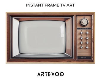 Vintage Wood TV Art Samsung Frame TV, Retro Wooden Television, Mid-century Modern Decor ( Digital Download )