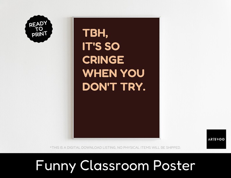 Funny Classroom Posters Bundle, Printable Wall Art Sign for English ...