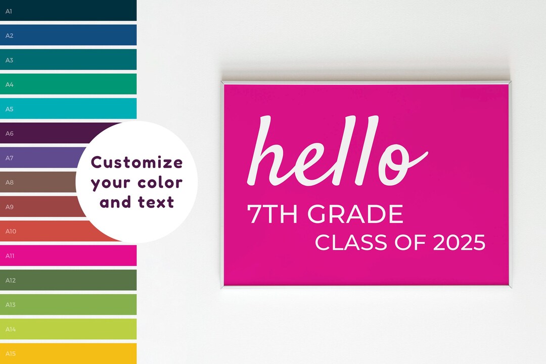 First Day of 7th Grade Sign Prop, Back to School Seventh Personalized ...