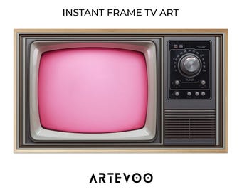 Pink Retro TV Art Samsung Frame TV, Vintage Pastel Television, Mid-century Modern Decor ( Digital Download )