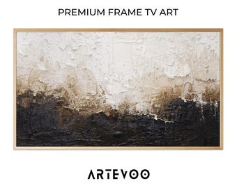 Textured Abstract Impasto Painting, Modern Fine Art, Samsung Frame TV Art, Earthy Neutral Beige Brown Landscape Decor