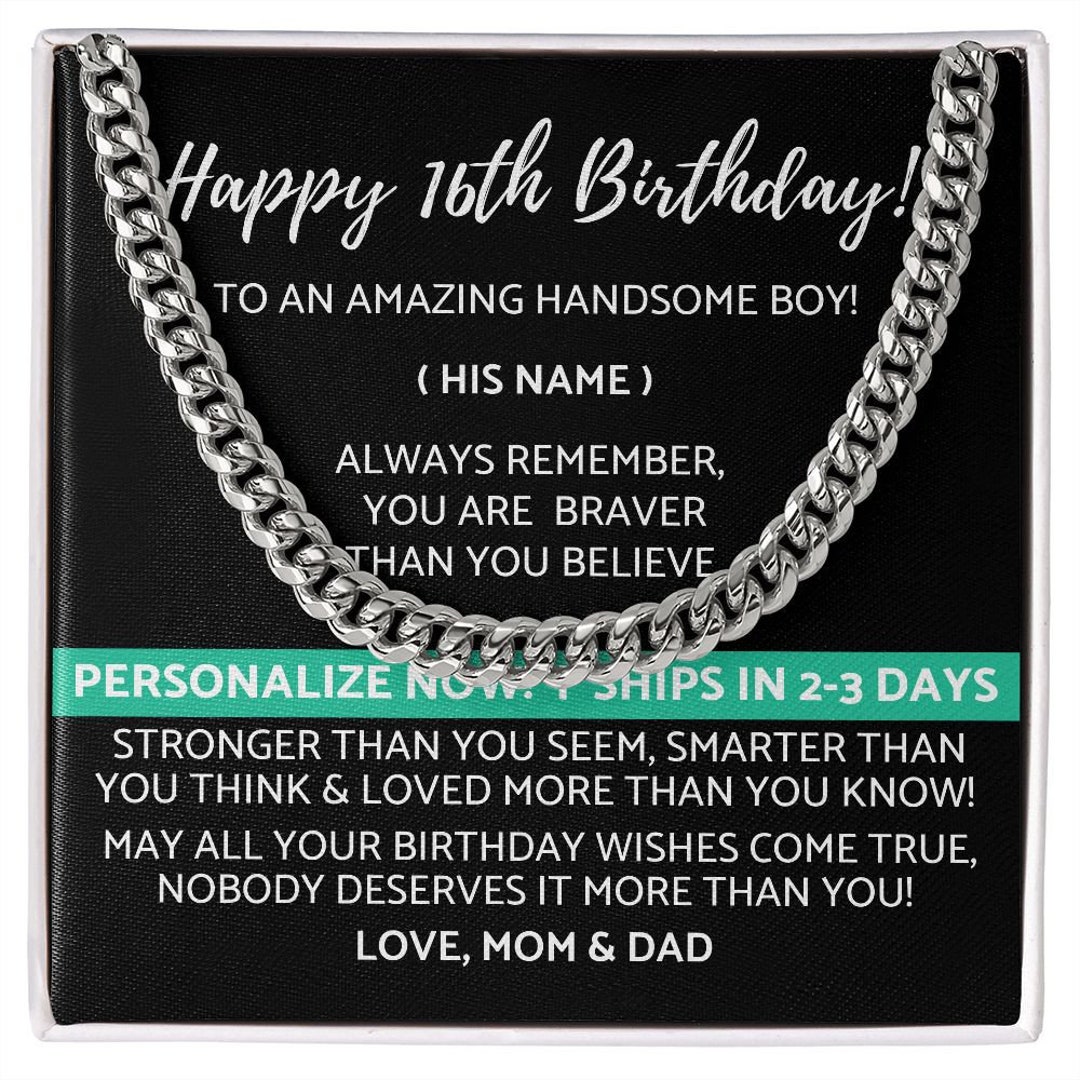 Happy 16th Birthday Son Personalized Message From Mom Dad Etsy