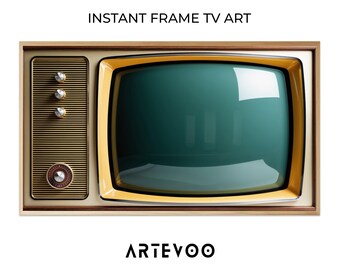 Retro Teal TV Art Samsung Frame TV, Vintage Turquoise Television, Mid-century Modern Decor ( Digital Download )