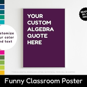 Custom Algebra Personalized Poster Printable Sign Decor, Geometry Calculus Linear Algebra Matrix, Equation Formula Function Stem, Number