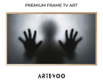 Silhouette Person Shadow Art, Halloween Frame TV Art, Eerie Spooky Frosted Glass Decor