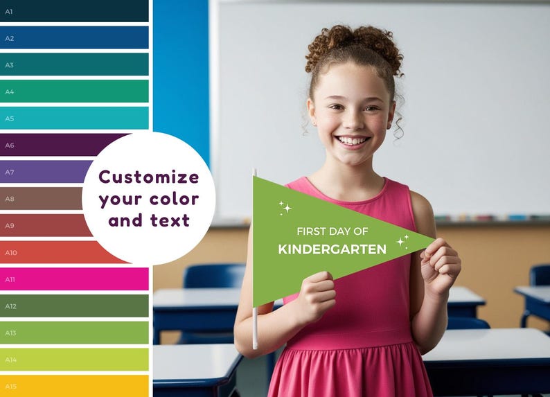 First Day of Kindergarten Flag, Back to School Personalized, DIY