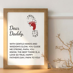 Fathers Day Baby Footprint Gift For Daddy, Birthday Valentines, DIY Printable Poem Art Craft For Preschool Kindergarten, Teacher Resources