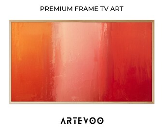 Abstract Color Field Painting, Expressionist Abstract Samsung Frame TV Art, Minimalist Red Pink Textured Decor