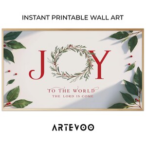 Joy To The World, Merry Christmas Typography Sign, Christmas Printable Wall Art Decor