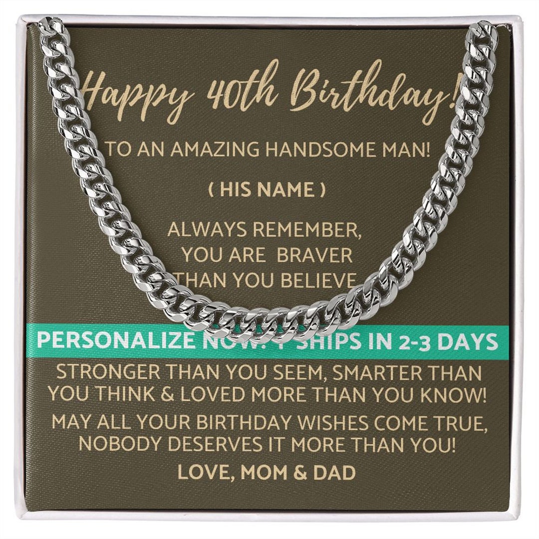 Happy 40th Birthday Son Personalized Message From Mom Dad - Etsy