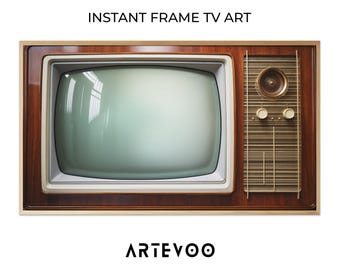 Vintage Wood TV Art Samsung Frame TV, Retro Wooden Television, Mid-century Modern Decor ( Digital Download )