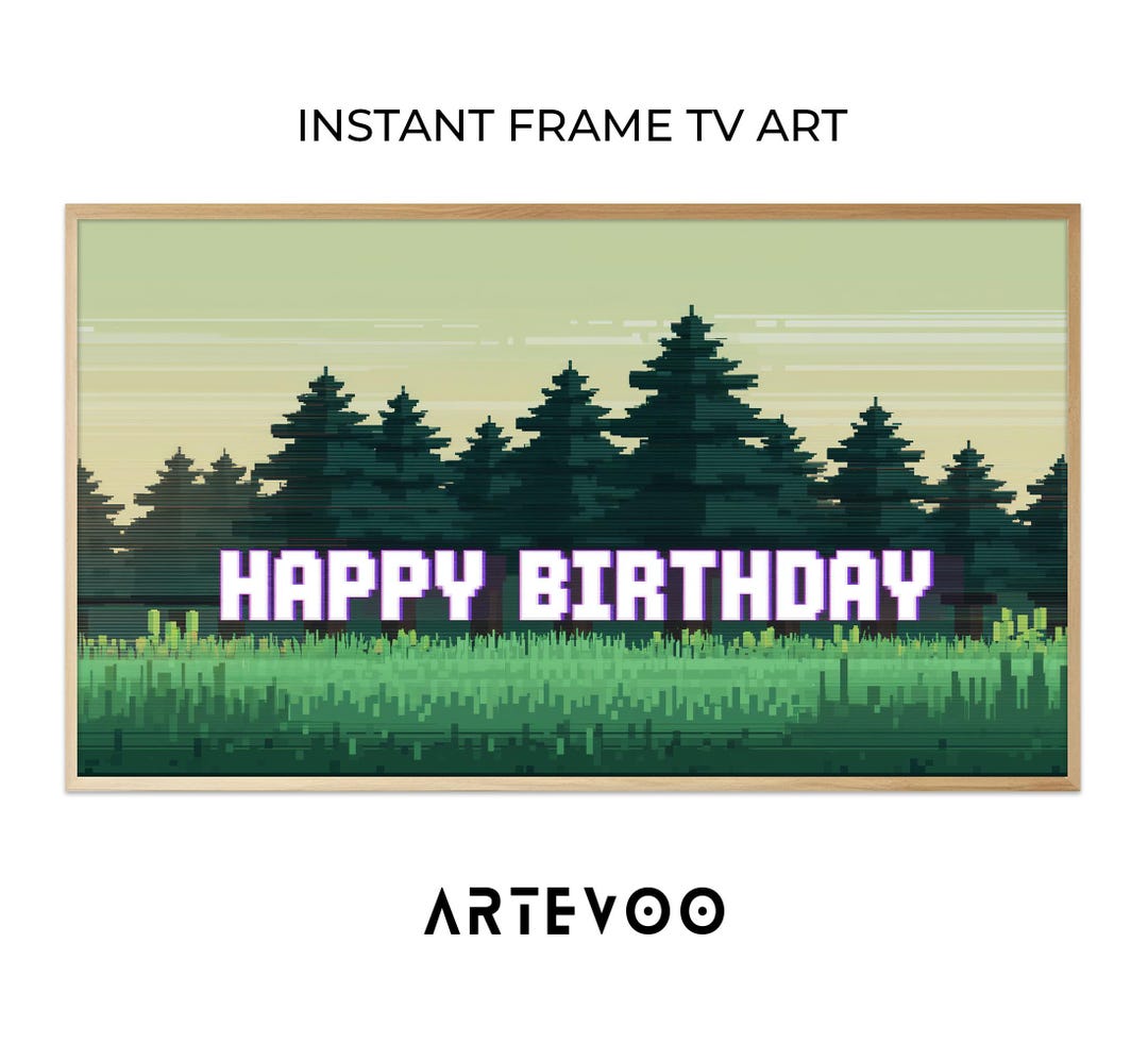 8 Bit Birthday Frame TV Art, Pixel Art Party Decor, Retro Gamer Samsung ...