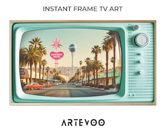 Retro Las Vegas TV Art Samsung Frame TV, Vintage Neon Sign Screen, Mid-century Modern Decor ( Digital Download )