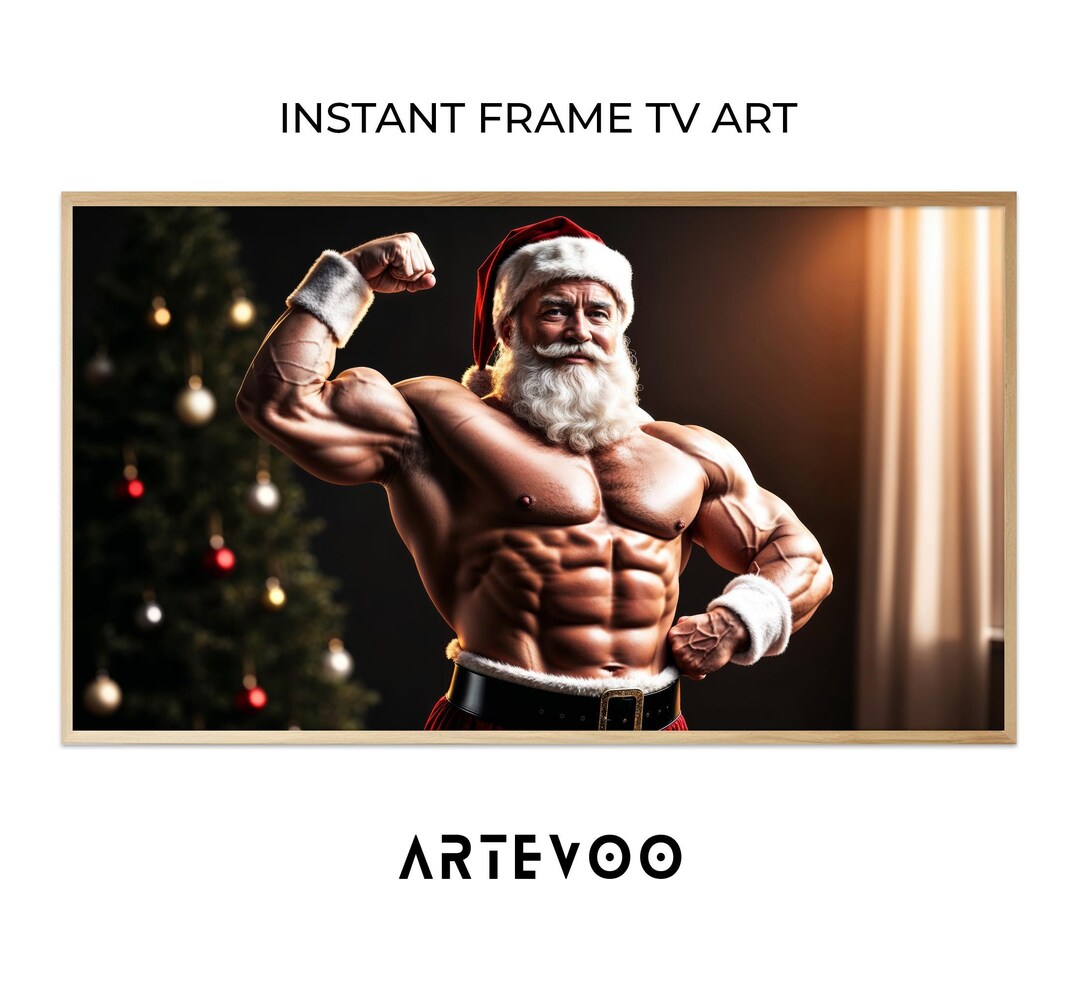 Gym Bodybuilding Workout Santa Claus Samsung Frame TV Art, Vintage ...