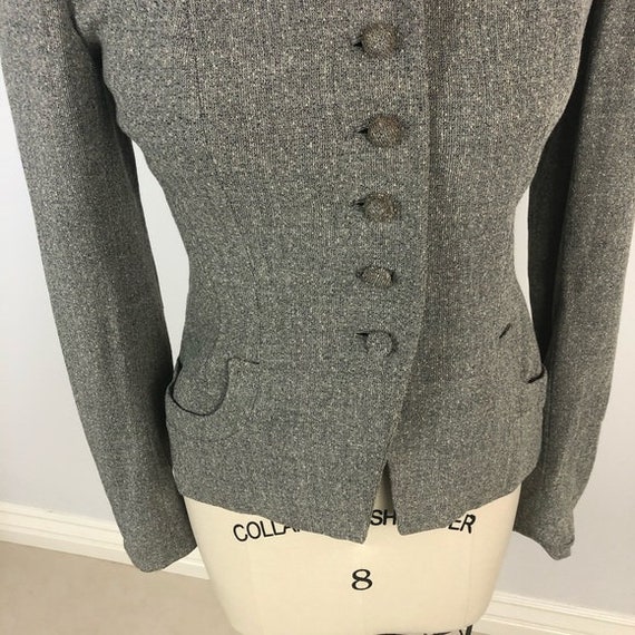 Vtg 1940's Wasp Waist Victory Suit Wool Jacket - image 3