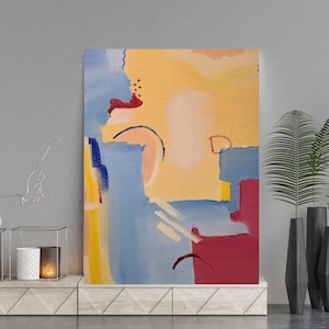 Yellow and Red Colorful Print, Colorful Vibrant Wall Art, Abstract Blue Wall Art, Digital Downloadable Art