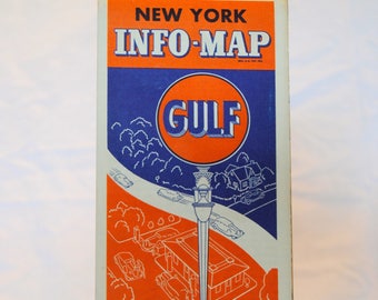 Vintage Gulf Info-Map of New York