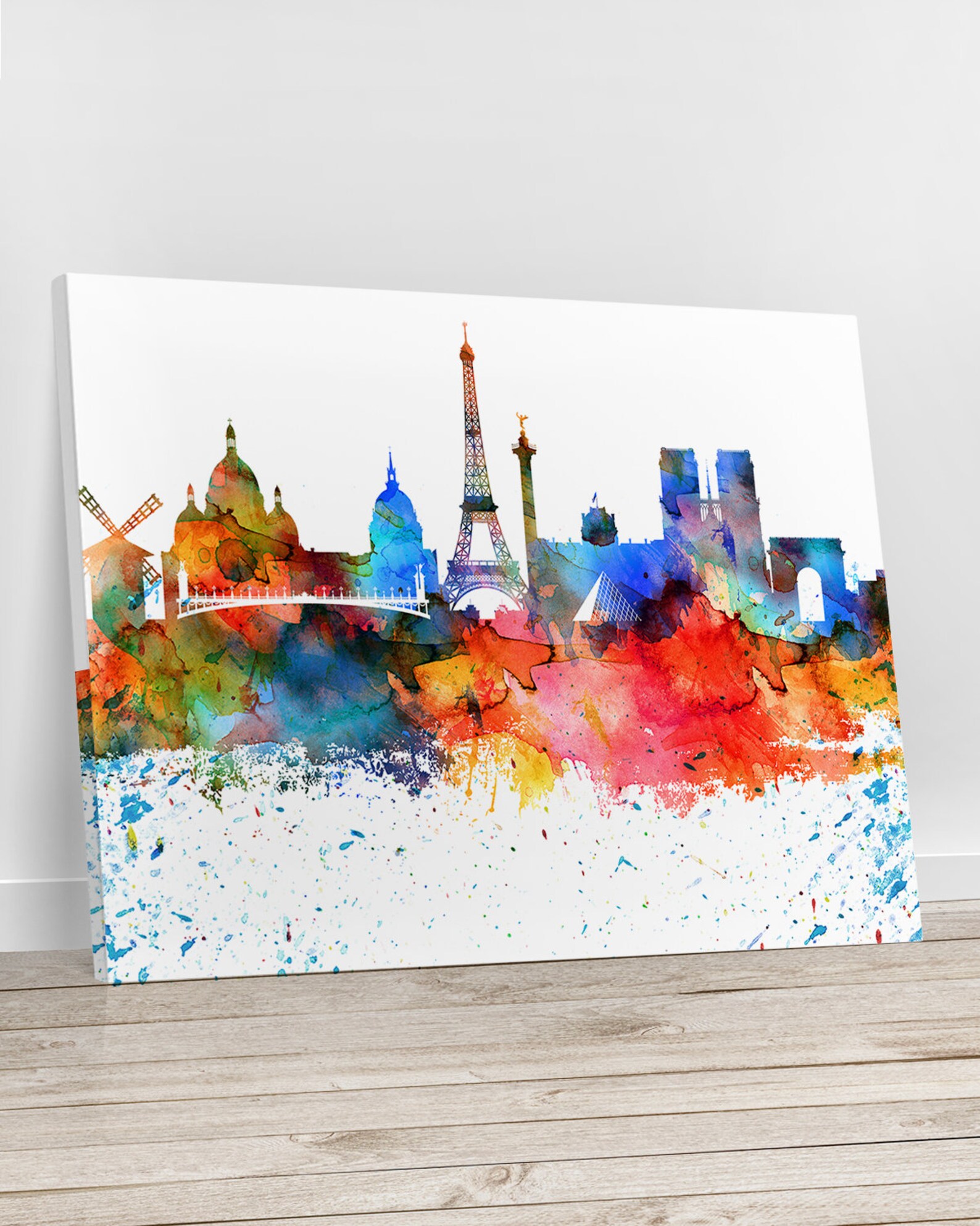 Paris Canvas Art Paris Watercolor Skyline Canvas Paris Etsy