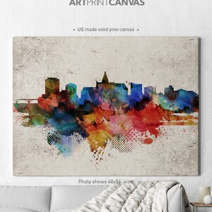 Saskatoon Canvas, Saskatoon skyline canvas print, Saskatoon Canada canvas wall art, ArtPrintCanvas