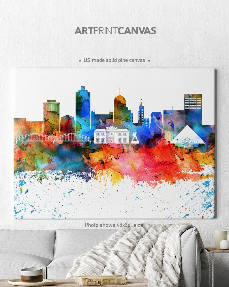 Memphis Canvas Print Memphis Canvas Art Memphis Skyline Etsy