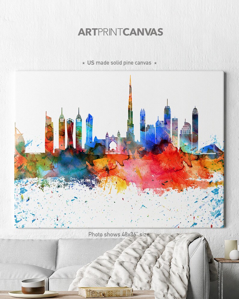 Dubai Canvas Dubai Skyline Canvas Print Dubai Canvas Wall Etsy