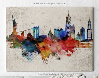 New York canvas art, NY watercolor skyline canvas, New York abstract print, Wall art canvas, Home decor Travel print ArtPrintCanvas