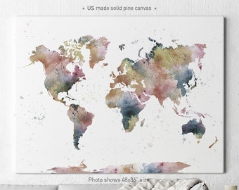 World map canvas, World map poster, World map, World map print, Travel map, ArtPrintCanvas