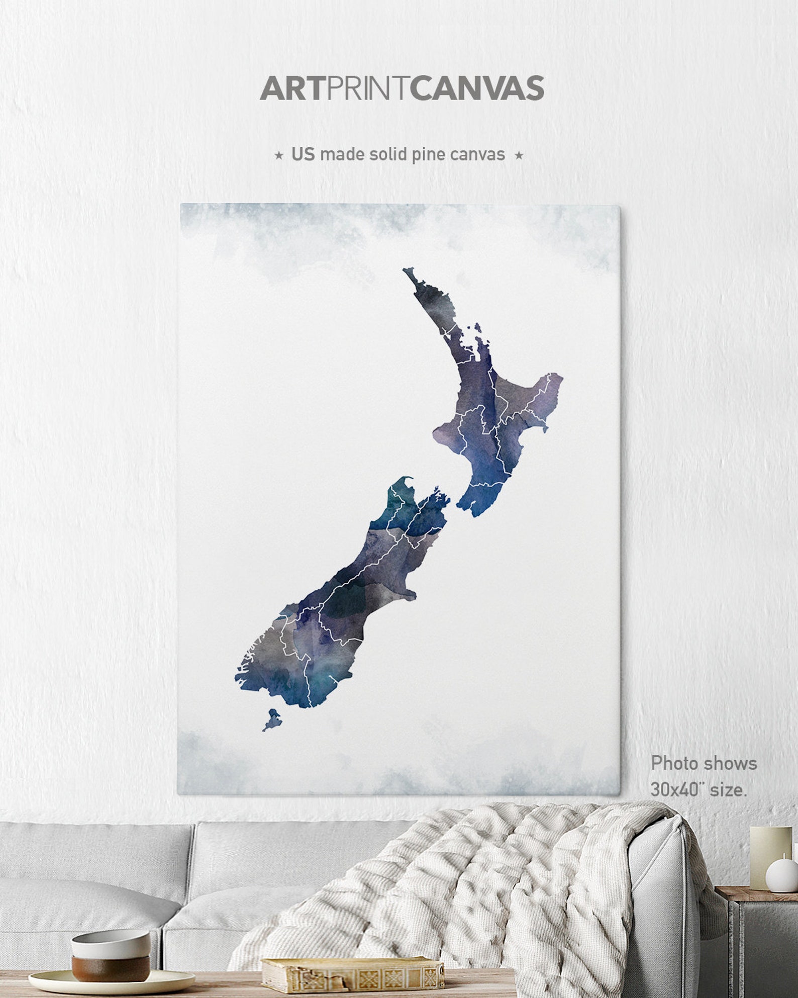 New Zealand map canvas art New Zealand map print canvas wall | Etsy