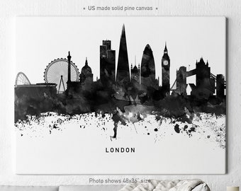 London canvas print, London watercolor skyline canvas, London black & white, Art print, Home decor, Travel print, Wall art, ArtPrintCanvas