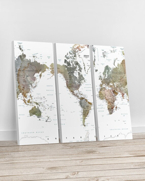 World Map Canvas Ikea World Map Canvas Print 3 Panel Canvas Wall Art Detailed Map - Etsy Singapore