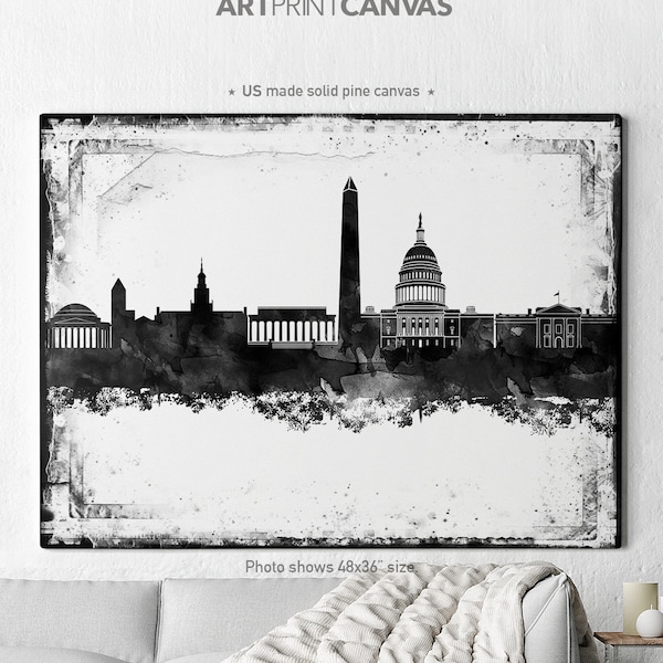 Washington DC canvas print, Washington DC watercolor skyline, Washington DC, Art print, Home decor, Travel print Wall art ArtPrintCanvas