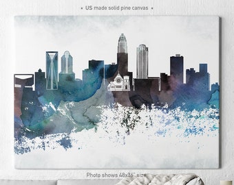 Charlotte Canvas, Charlotte skyline canvas print, Charlotte canvas wall art, ArtPrintCanvas