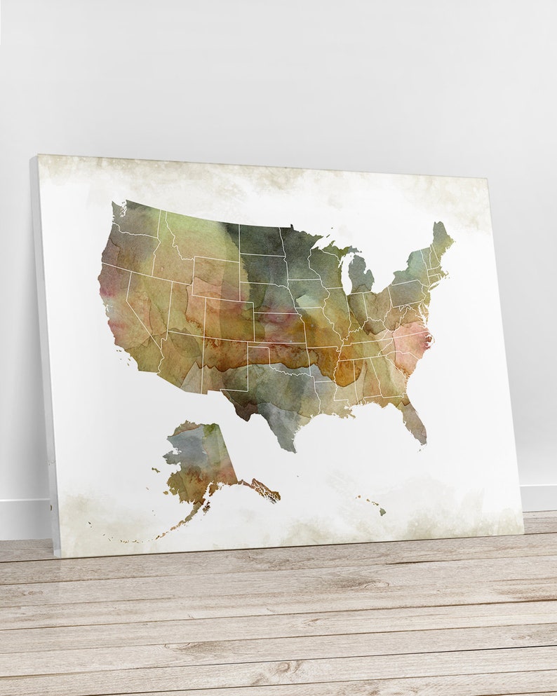 US Map Canvas Print United States Map Art Large USA Canvas  Etsy