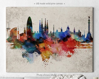 Barcelona Canvas abstract, Barcelona skyline canvas print, Barcelona canvas wall art, ArtPrintCanvas