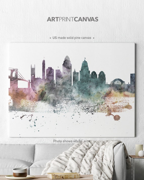 Cincinnati canvas print, Cincinnati Skyline Canvas, Cincinnati canvas wall art, ArtPrintCanvas