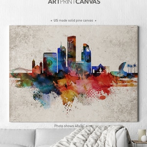 Corpus Christi Skyline Canvas, Corpus Christi canvas pastel print, Corpus Christi Texas canvas wall art, ArtPrintCanvas