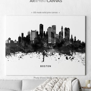 Boston canvas print, Boston watercolor skyline canvas, Art Print, Art, Canvas Boston black & white print, Home decor Wall art ArtPrintCanvas