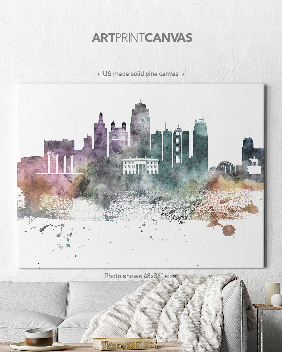 Kansas City Skyline Canvas Kansas City canvas print Kansas Etsy