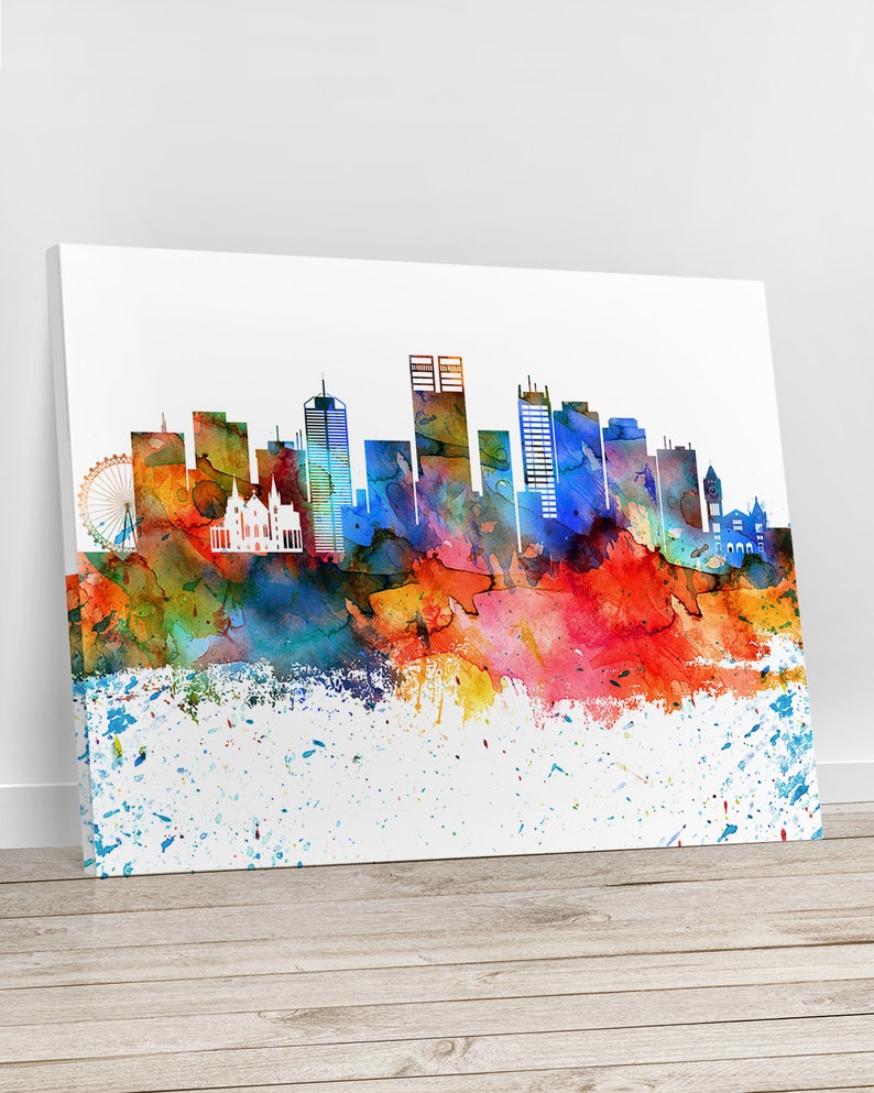 Perth Skyline Canvas Perth Canvas Print Perth Canvas Art Etsy
