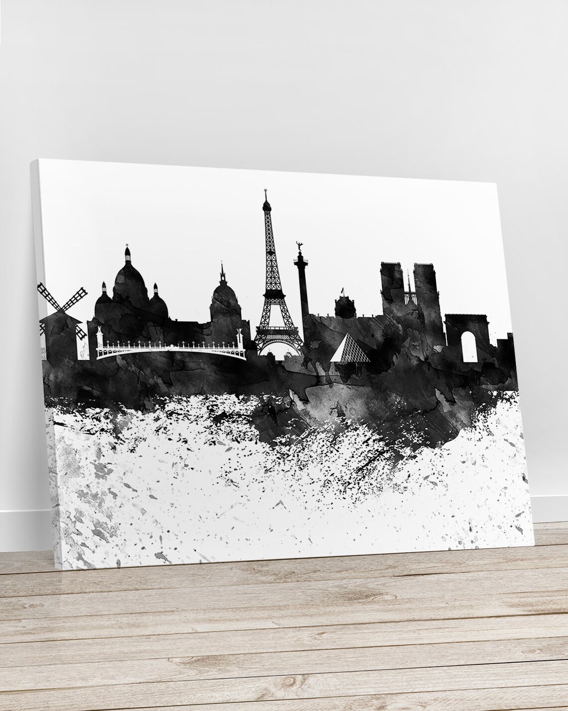 Paris Canvas Print Paris Watercolor Skyline Canvas Art Etsy