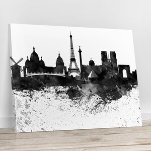 Paris canvas print, Paris watercolor skyline canvas, Art Print, Art, Canvas, Paris black & white print, Home decor, Wall art ArtPrintCanvas. image 2